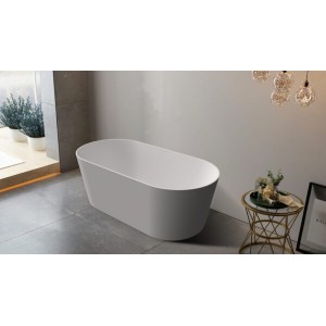 Mia Super Slim Edge Oval Shape Matt White Freestanding Bathtub 1500